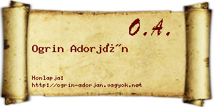 Ogrin Adorján névjegykártya